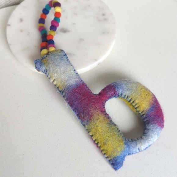 NWOT - 2 Anthropologie Felted Boiled Wool Letter Christmas Ornaments - Picture 5 of 7